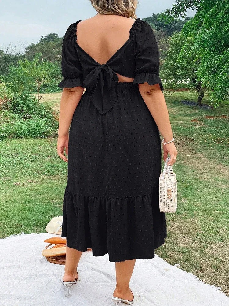 Vela Ruffle Hem Midi Dress