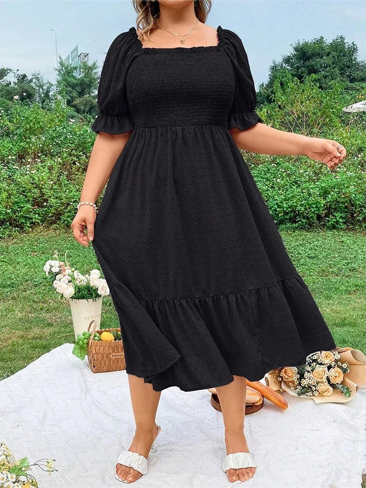 Vela Ruffle Hem Midi Dress