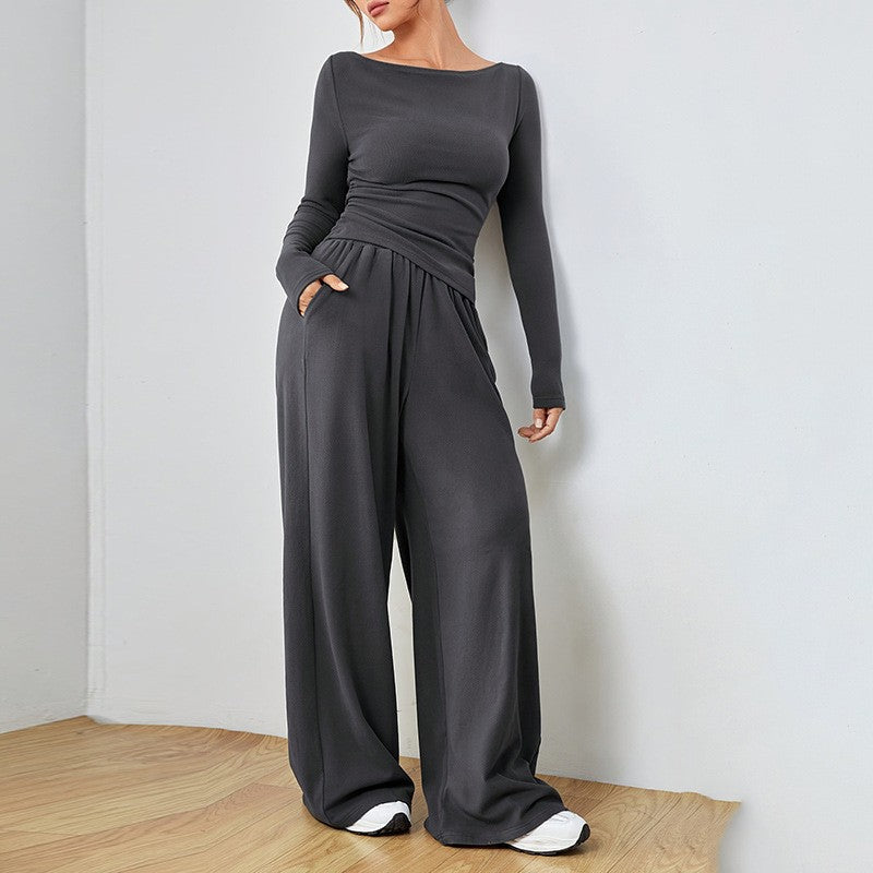 Vela Wide Leg Set - Charcoal
