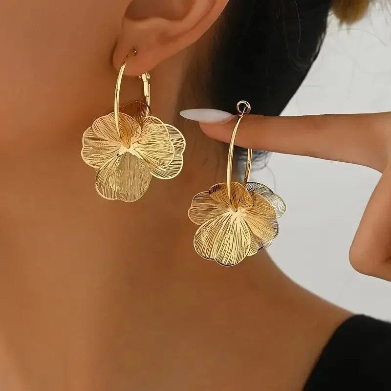 Vellore Golden Flower Hoops - Golden