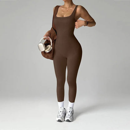 Velocity Ribbed Knit Jumpsuit - Mocha