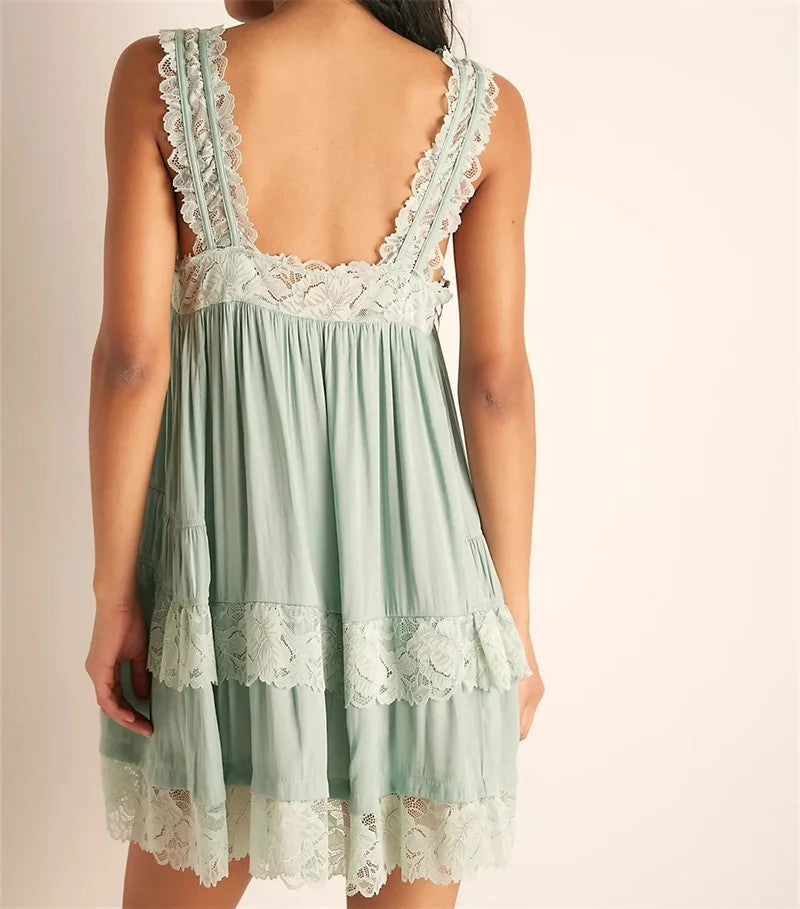Vence Lace Tiered Mini Dress