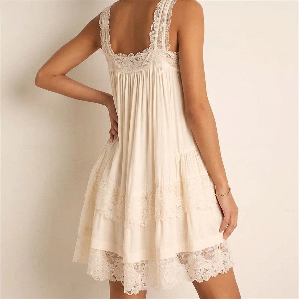 Vence Lace Tiered Mini Dress