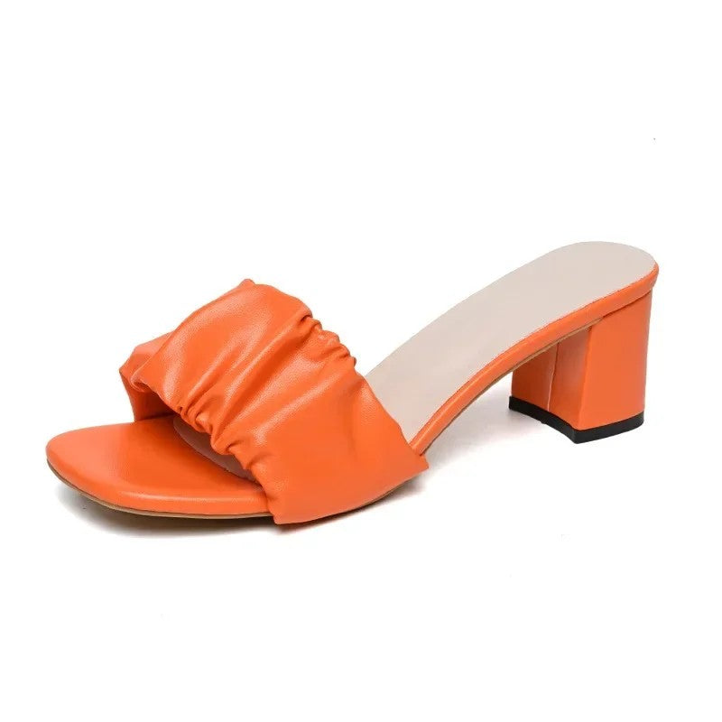 Vendome Pleated Square Toe Sandals