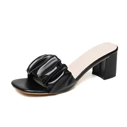 Vendome Pleated Square Toe Sandals