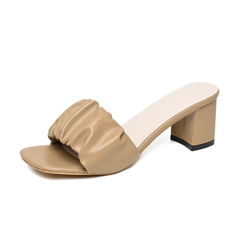 Vendome Pleated Square Toe Sandals