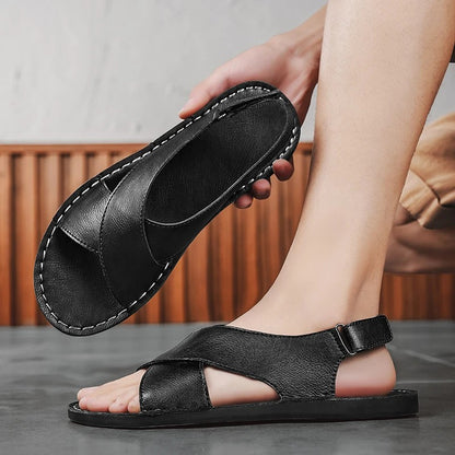 Verano Genuine Leather Sandals - Black