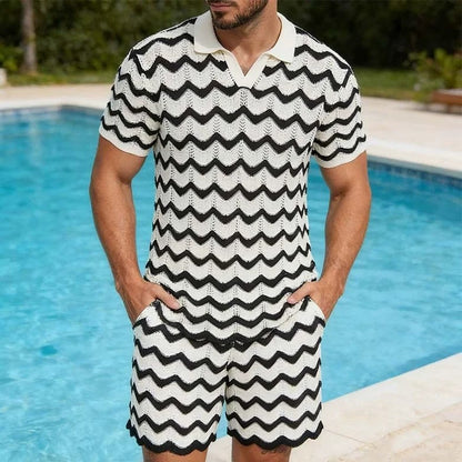 Verano Knitted Polo Set - Black