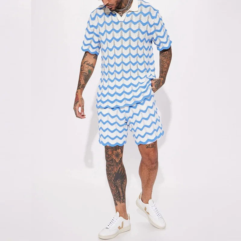 Verano Knitted Polo Set - Cobalt