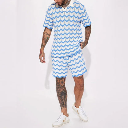 Verano Knitted Polo Set - Cobalt