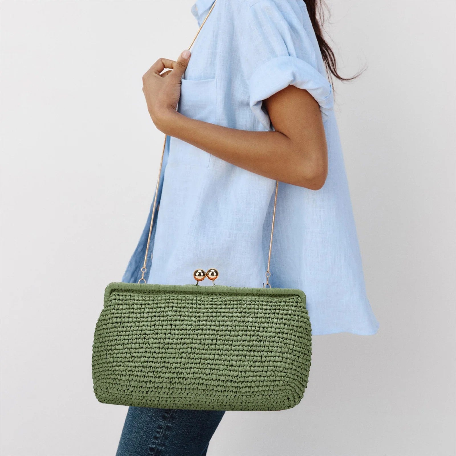 Verden Straw Shell Clutch