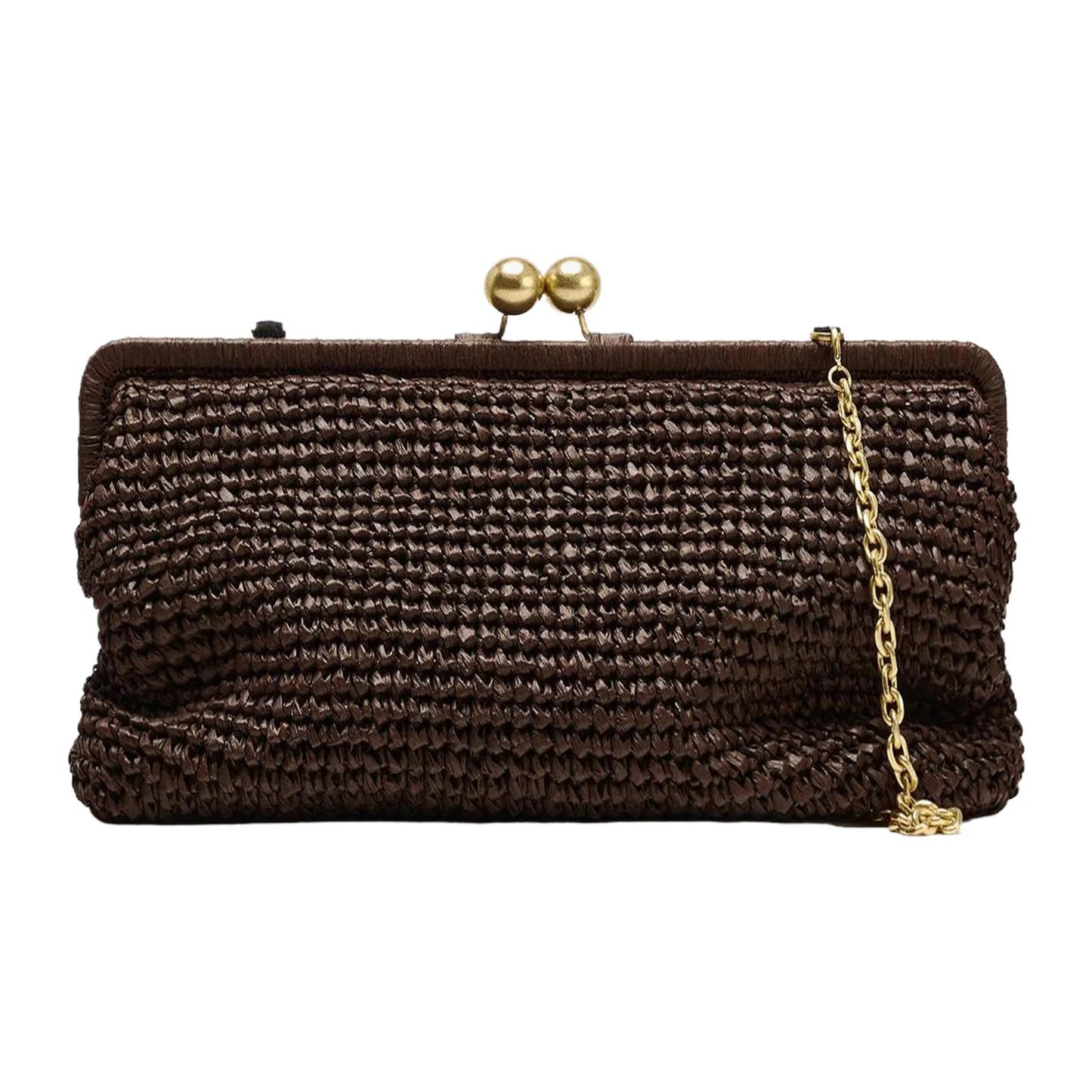 Verden Straw Shell Clutch - Espresso