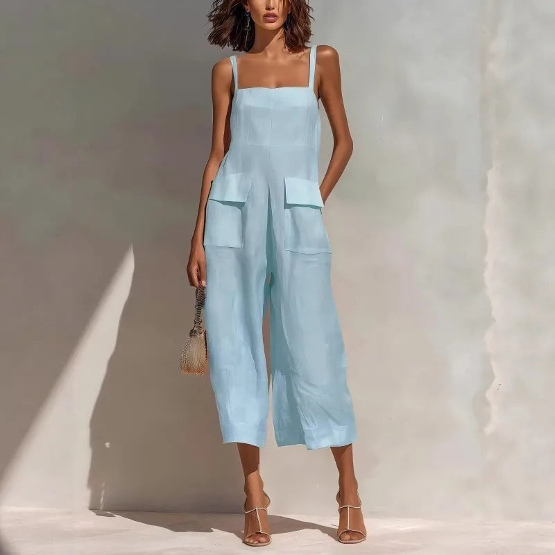 Verden Linen Jumpsuit - Light  Blue