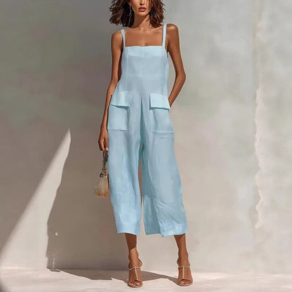 Verden Linen Jumpsuit - Light  Blue