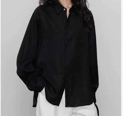 Verden Tencel Linen Shirt - Black