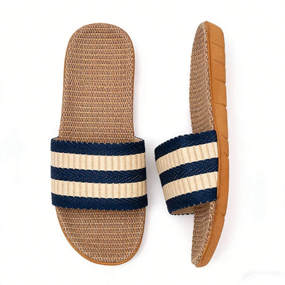 Verdon Linen Slippers - Azure