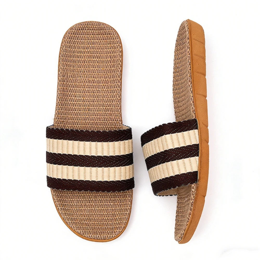 Verdon Linen Slippers - Espresso