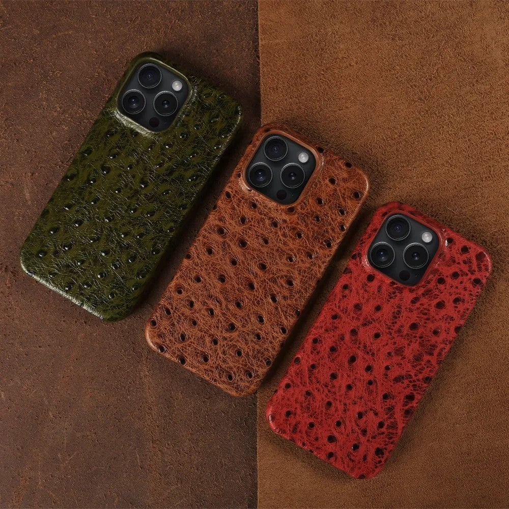 Verdon Ostrich Genuine Leather iPhone Case
