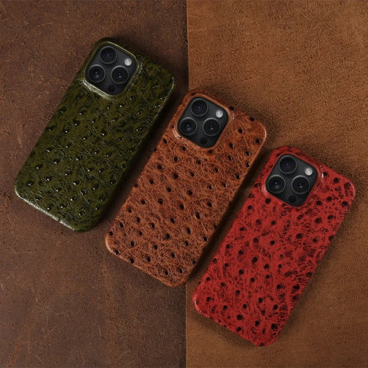 Verdon Ostrich Genuine Leather iPhone Case