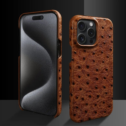 Verdon Ostrich Genuine Leather iPhone Case