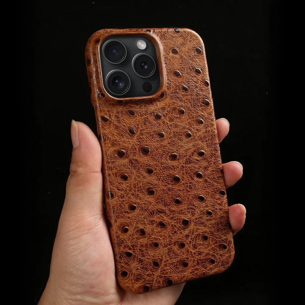 Verdon Ostrich Genuine Leather iPhone Case