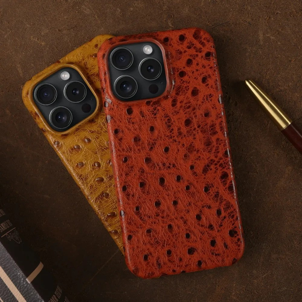 Verdon Ostrich Genuine Leather iPhone Case