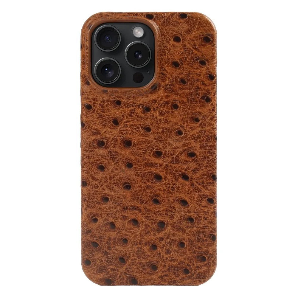 Verdon Ostrich Genuine Leather iPhone Case - Espresso
