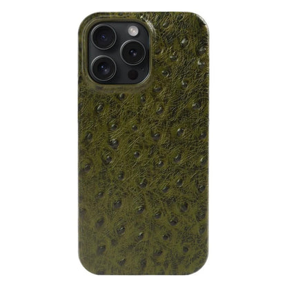 Verdon Ostrich Genuine Leather iPhone Case - Olive Green