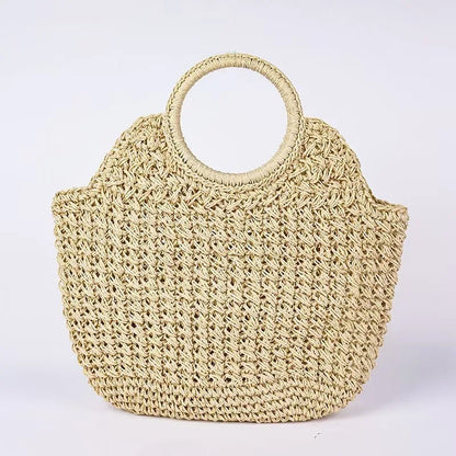 Veria Straw Snap Clutch - Sand Dune