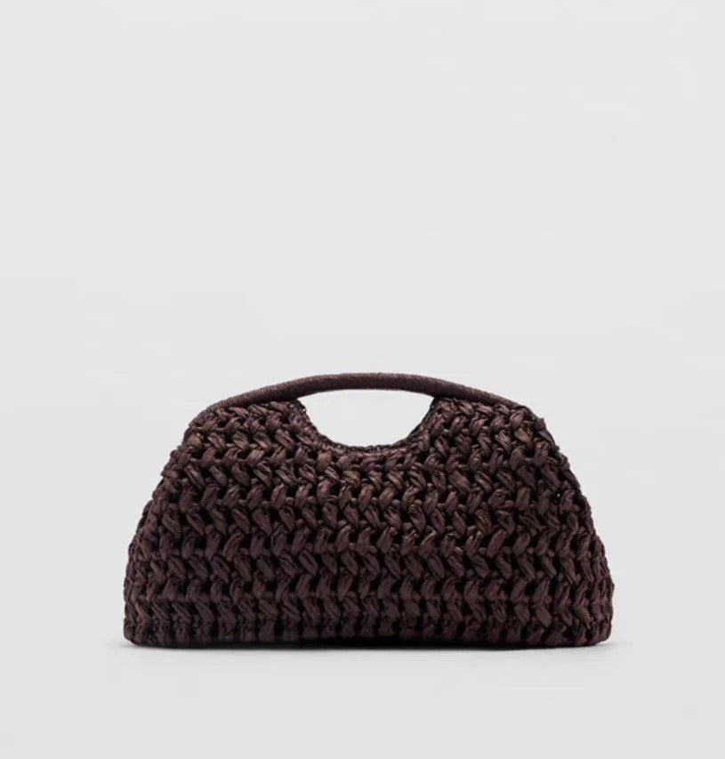 Veria Straw Snap Clutch - Espresso