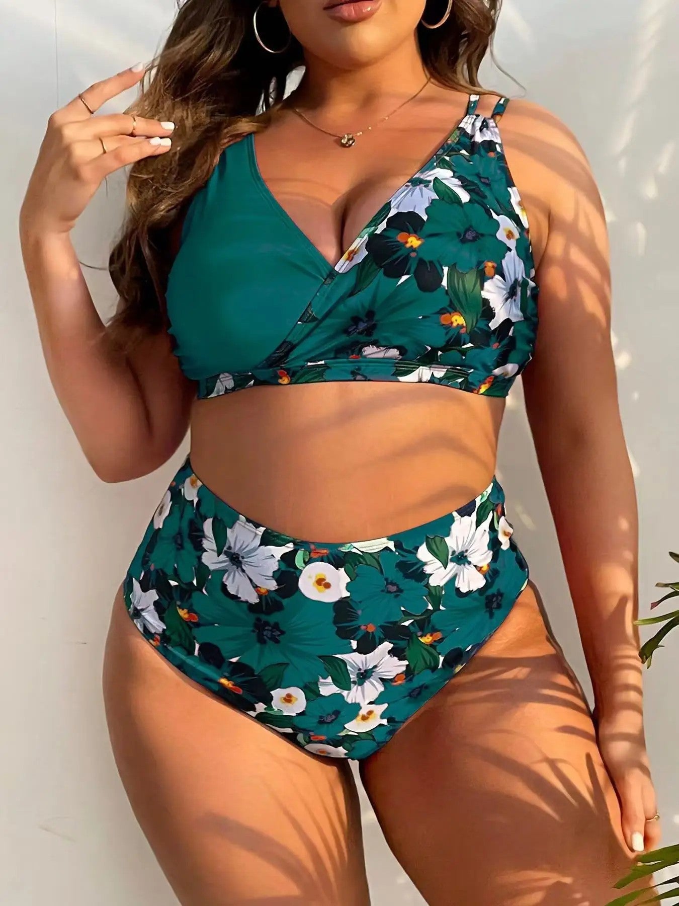 Veria Printed High-Waist Bikini - Forest Green