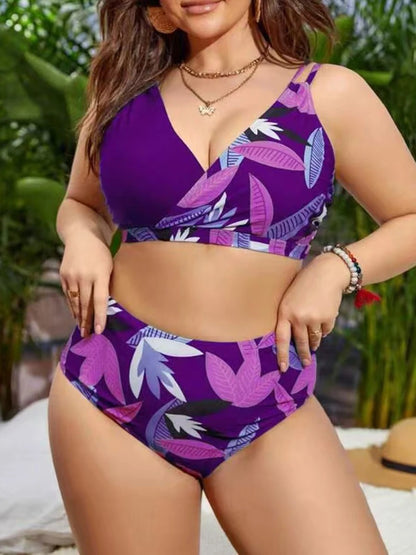 Veria Printed High-Waist Bikini - Purple