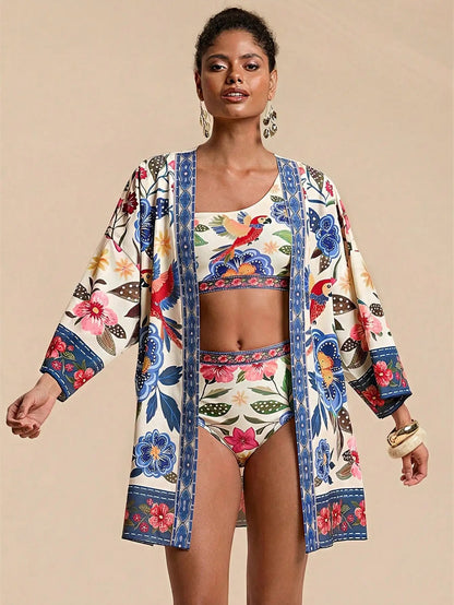 Veridian Floral Kimono Cover Up
