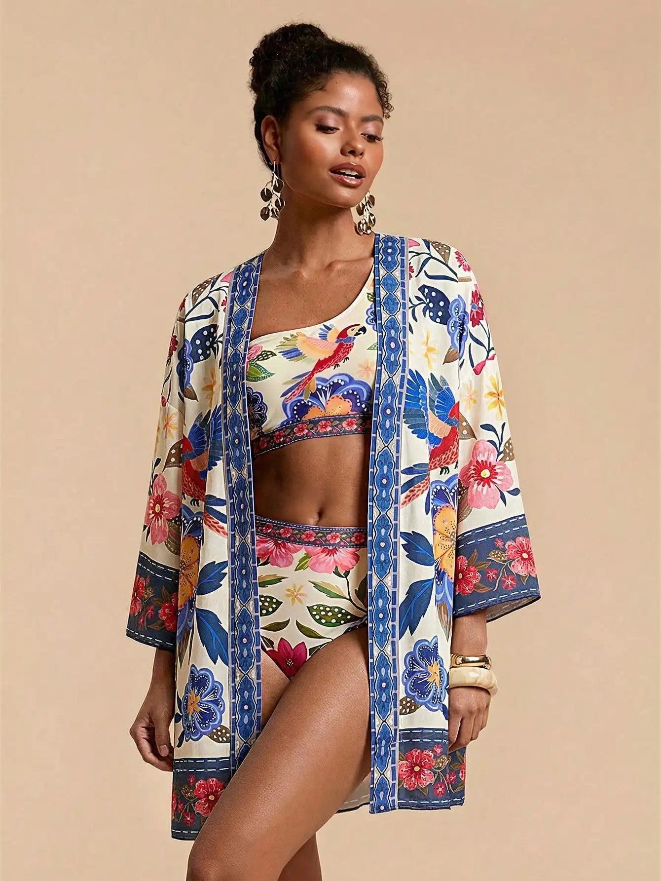 Veridian Floral Kimono Cover Up