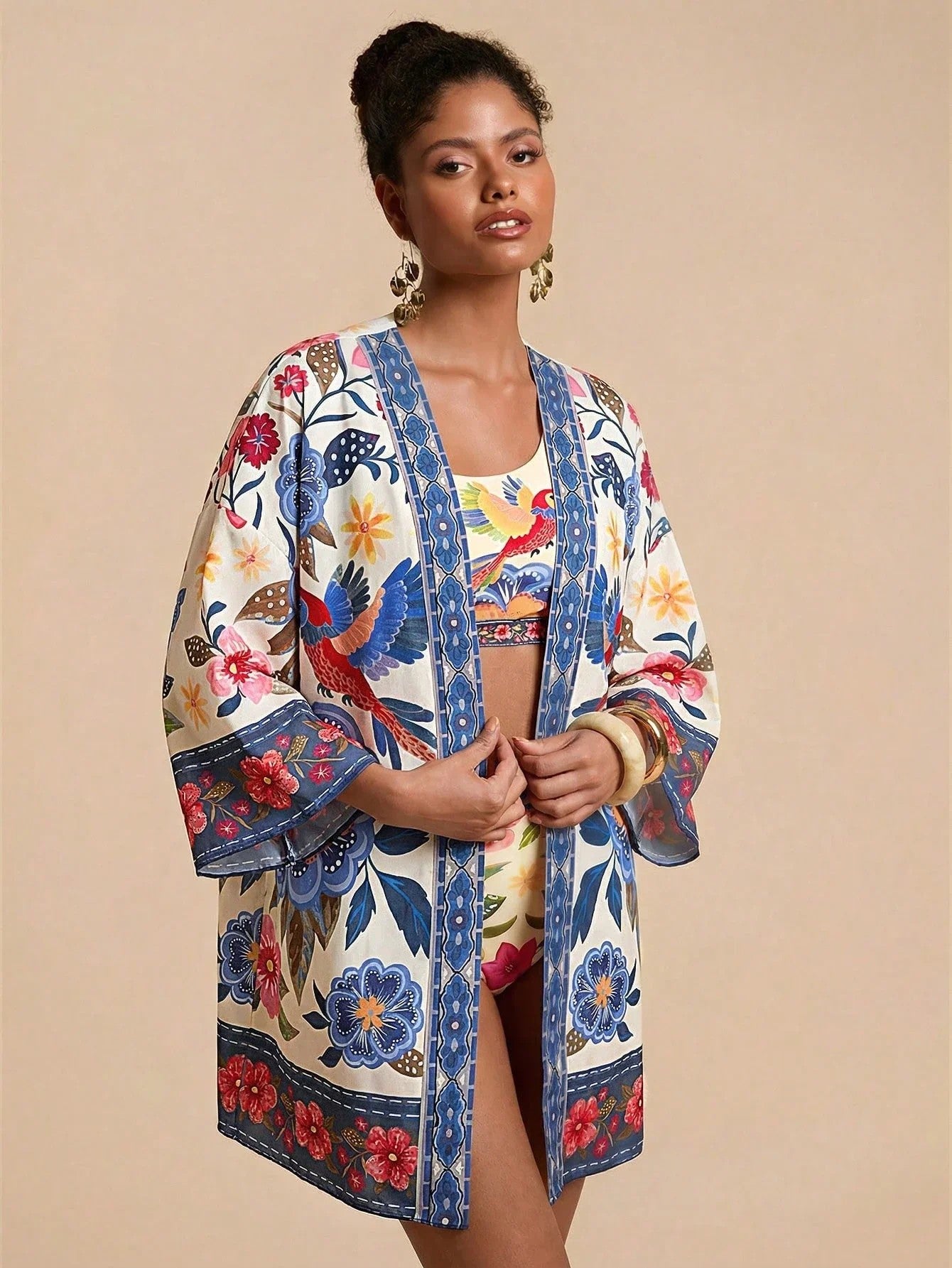 Veridian Floral Kimono Cover Up