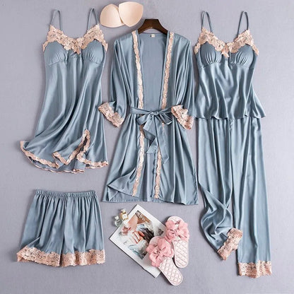 Verona Satin Nightwear Set - Azure