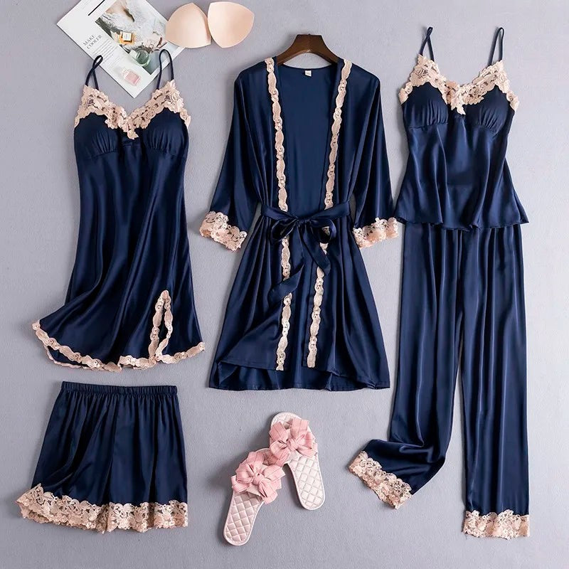Verona Satin Nightwear Set - Midnight Blue