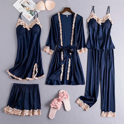 Verona Satin Nightwear Set - Midnight Blue