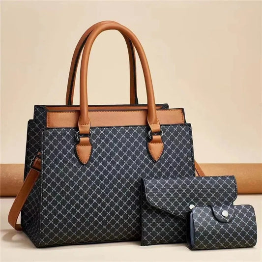 Verona Color Block Handbag - Navy