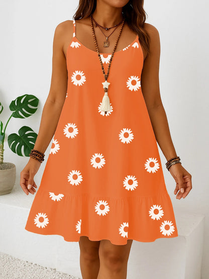 Verona Floral Sundress - Canyon Orange