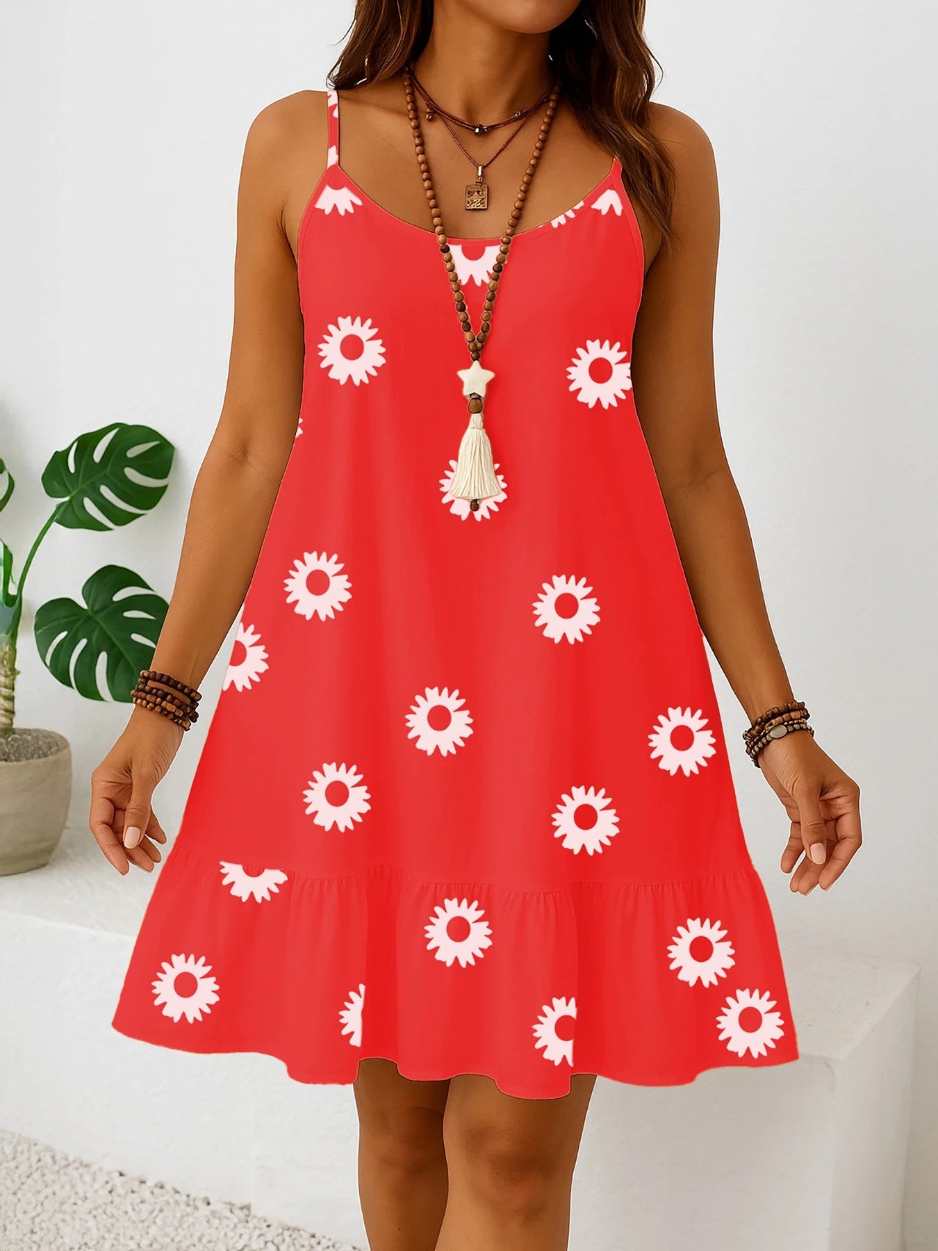 Verona Floral Sundress - Crimson Red