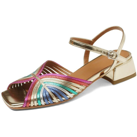 Verona Genuine Leather Low Heel Sandals - Multi