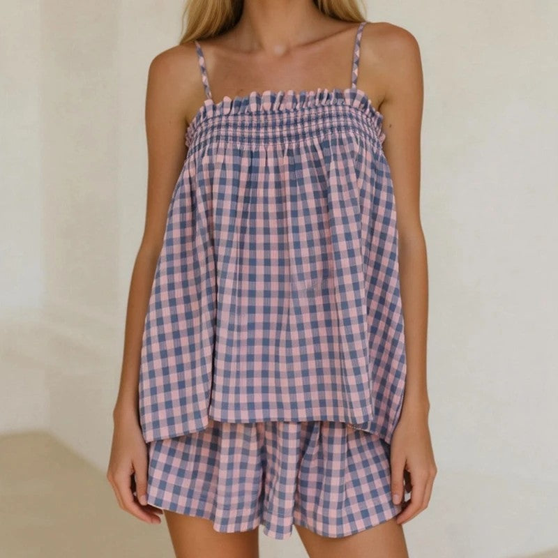 Verona Gingham Lounge Set - Lavender