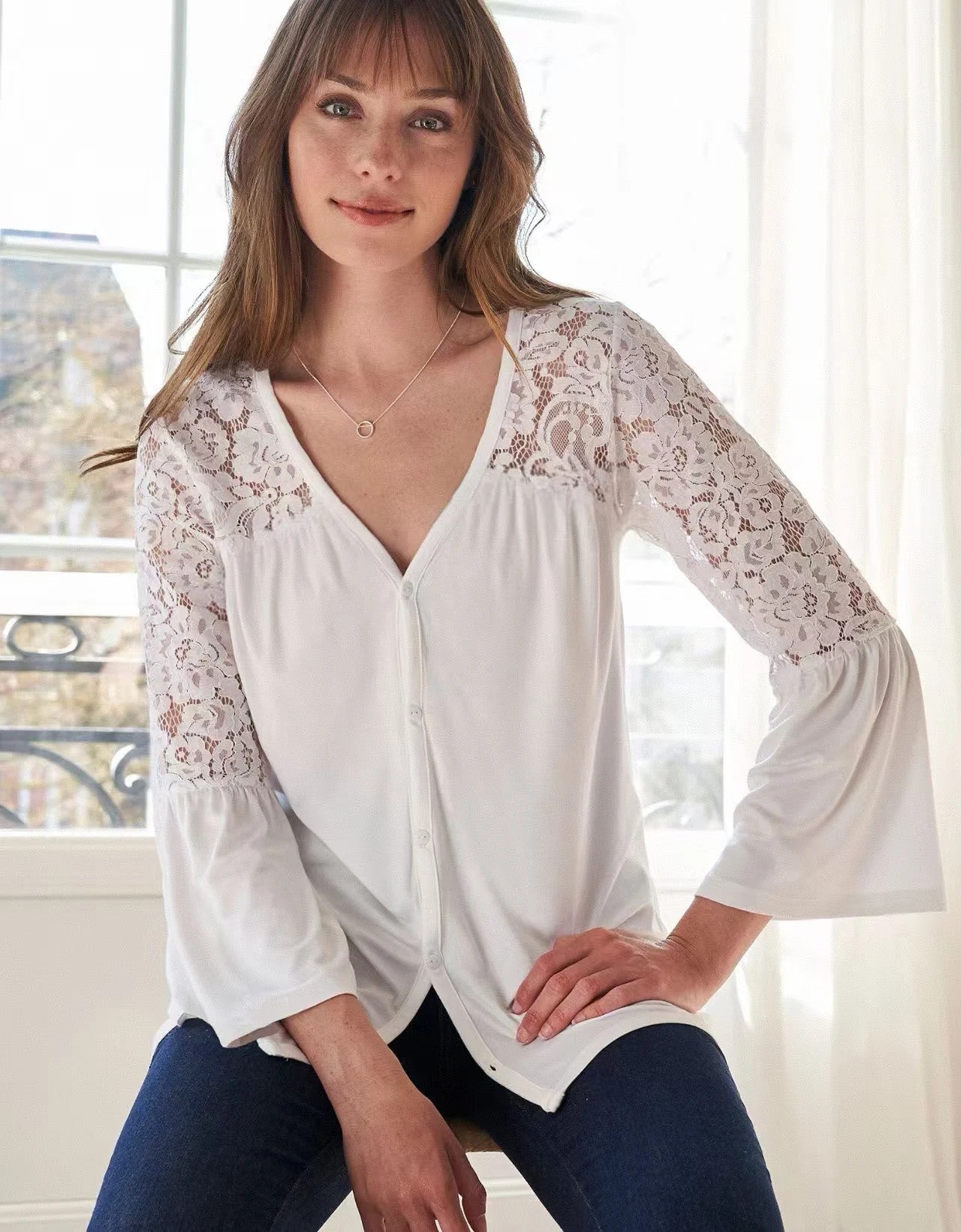 Verona Lace Flare Blouse