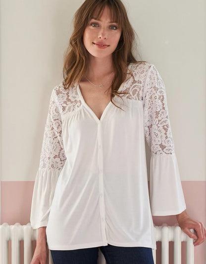 Verona Lace Flare Blouse - White
