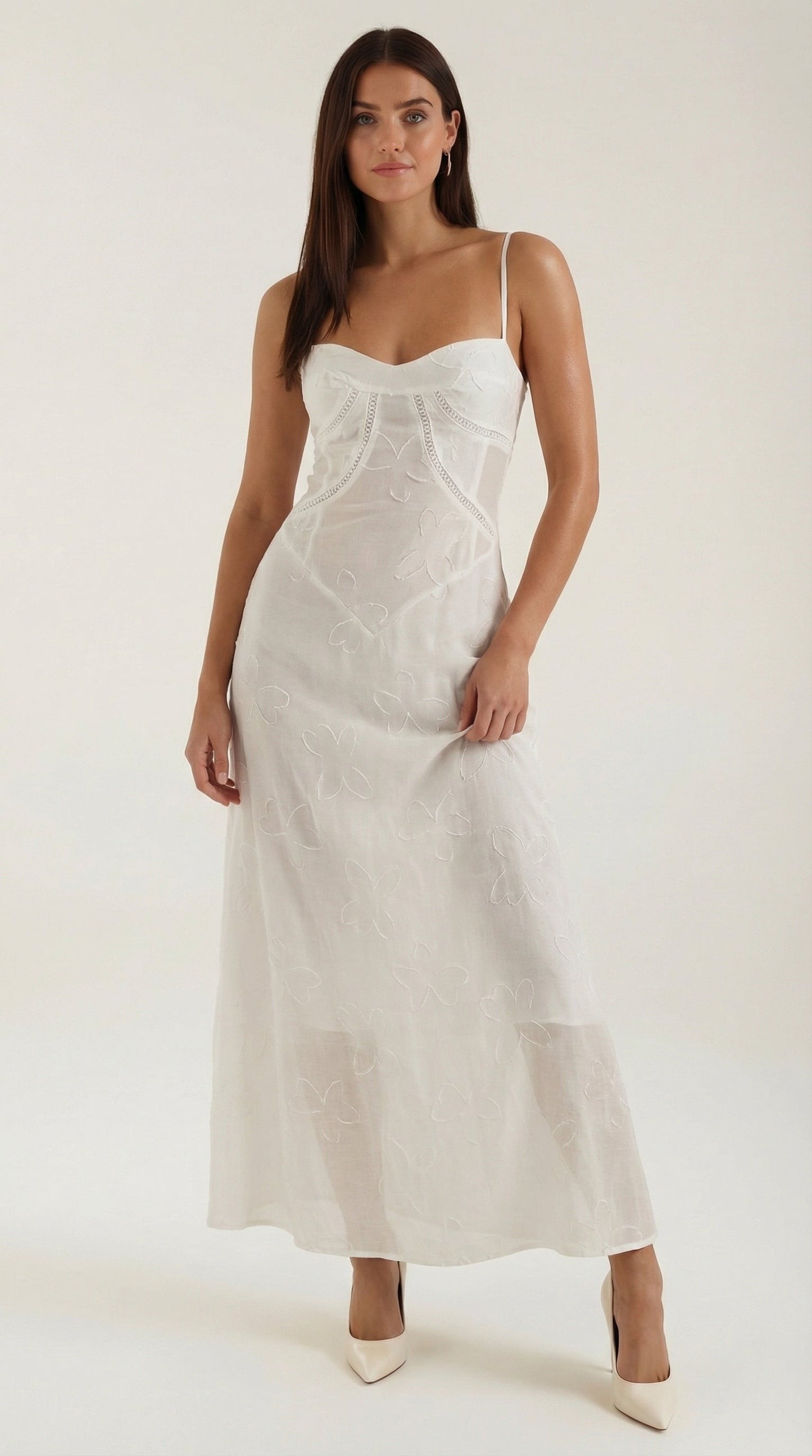 Verona Lace Jacquard Maxi Dress - White