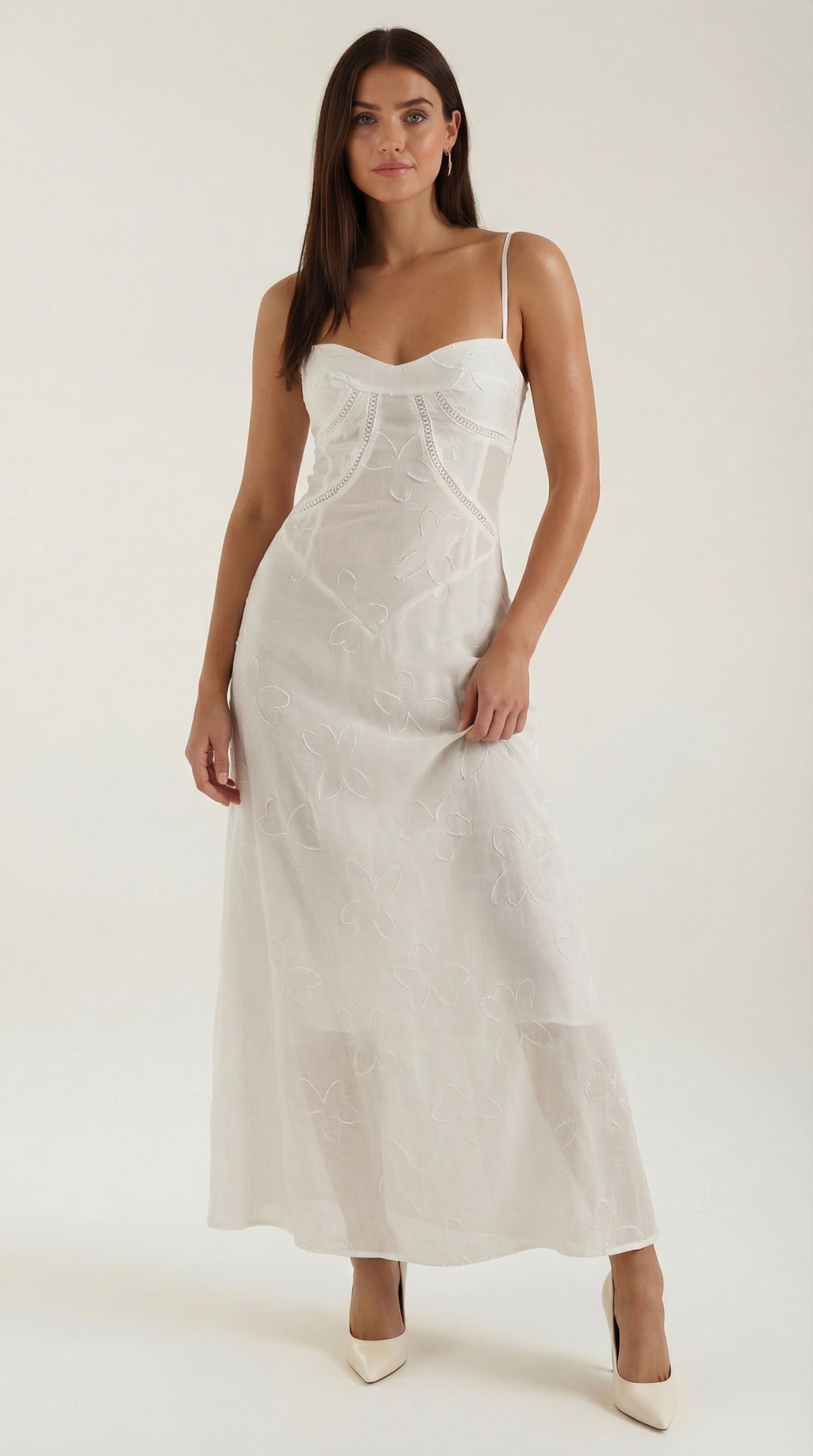 Verona Lace Jacquard Maxi Dress - White