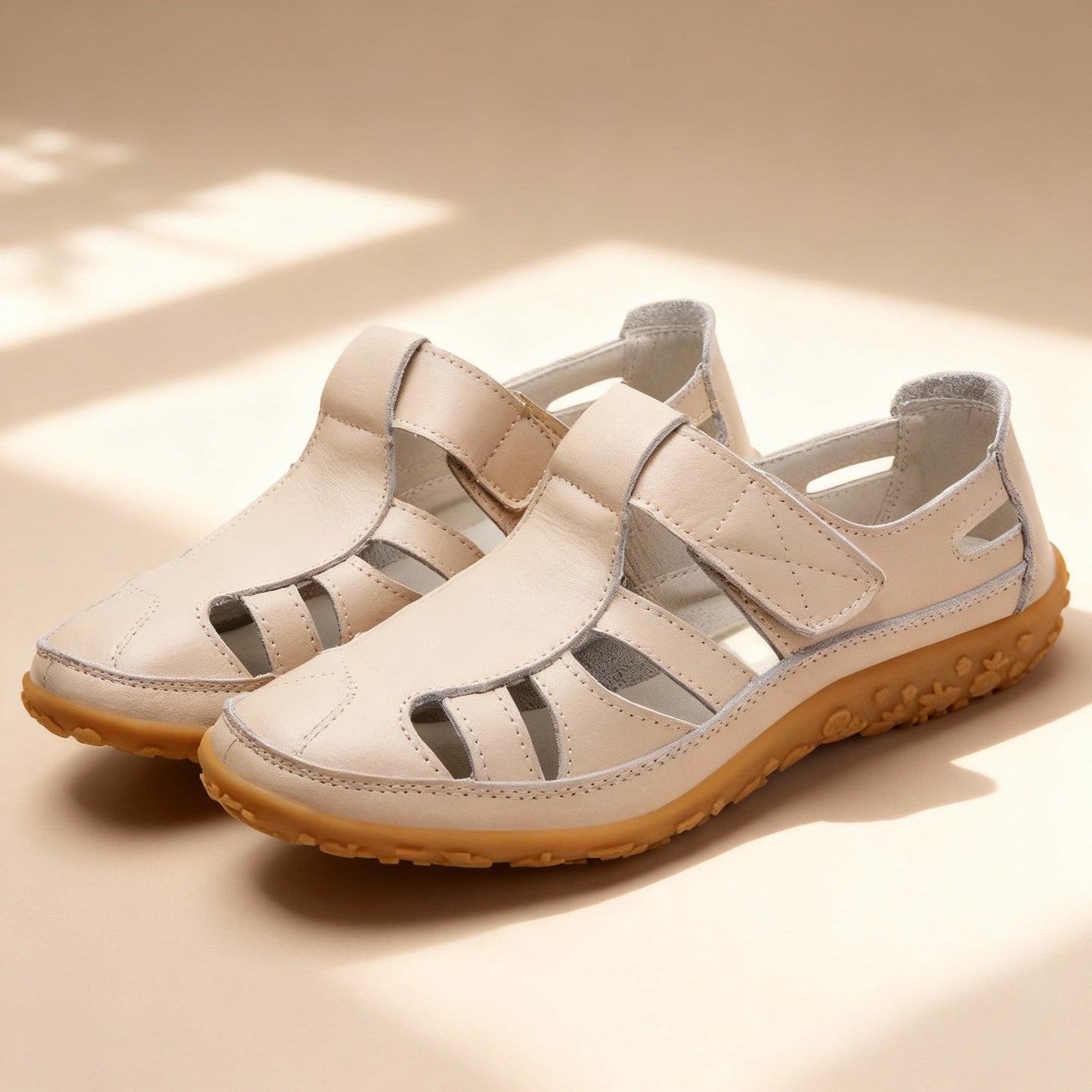 Verona Leather Slip-On Shoes - Apricot