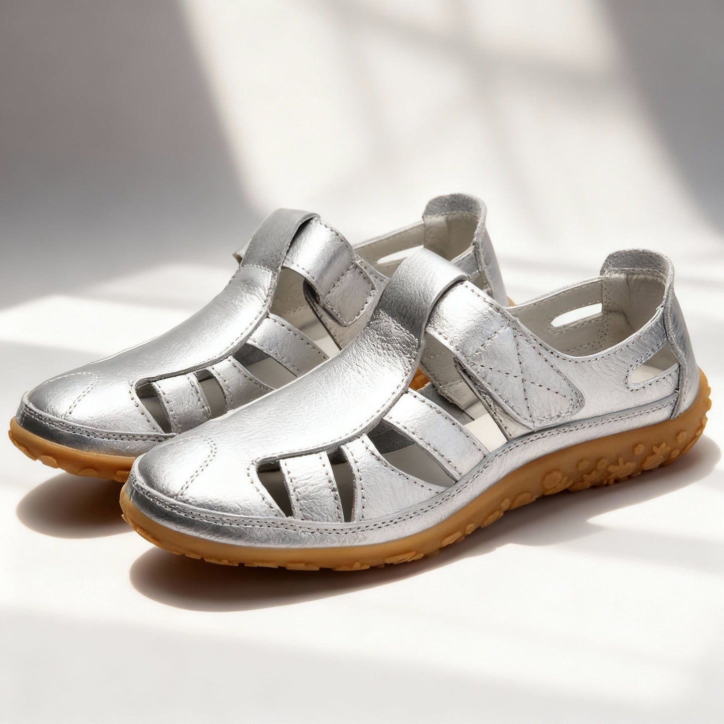 Verona Leather Slip-On Shoes - Silver