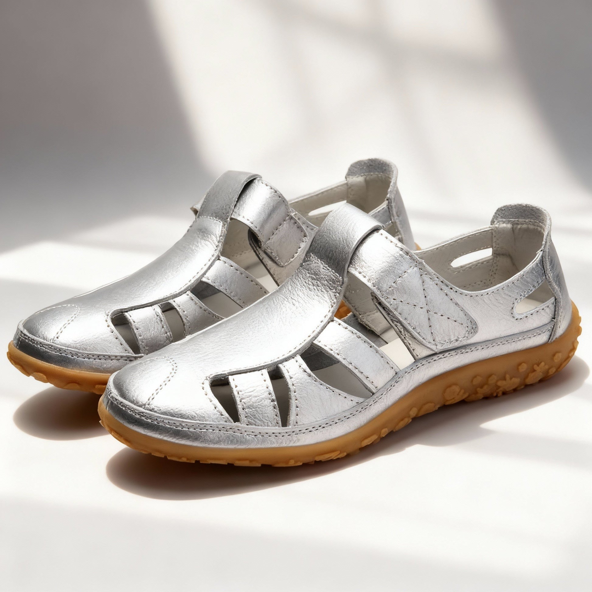 Verona Leather Slip-On Shoes - Silver